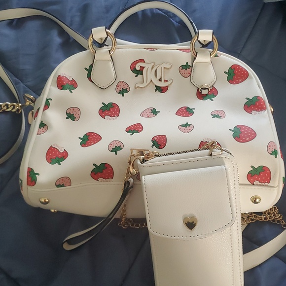 Juicy Couture Handbags - Juicy Couture White Bag with Strawberry Design + White Wallet